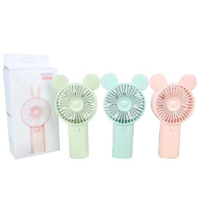 China Cute Portable Plastic Hand Fan Mickey Ear Mini USB Rechargeable Fans for sale