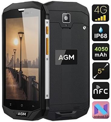 China Dual SIM Card Rugged Phone AGM A8 Unlocked Phone 5 Inch HD Screen 3GB 32GB Android 7.0 Nougat GPS NFC Rugged Phone With Big Battery for sale