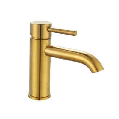 China Bathroom Gold Brass Modern Single Lever Basin Tap Hot Cold Water Dispenser Faucet for sale