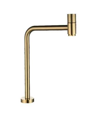 China Cold Water Basin Tap Mixer SUS304 Bibcock High Long Spout Single Deck Mounted Brushed Gold Golden en venta