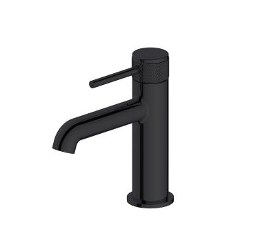 China Matt Black Basin Mixer Faucet Annular Knurl Handle Single Lever Bathroom en venta