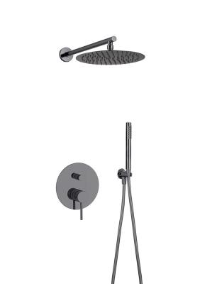 中国 OEM Rain Shower With Handle Brass Annular Knurl Gun Metal 販売のため