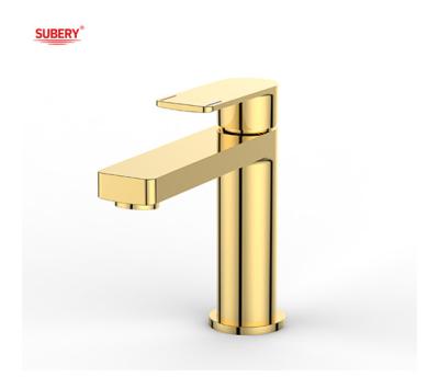 Cina OEM Brass Gold Basin Mixer Tap Single Lever Bathroom Hot And Cold Water in vendita