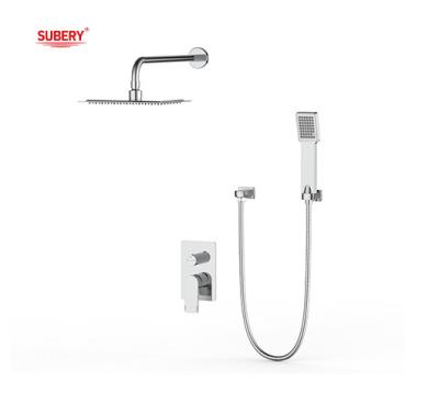 Cina Single Lever Concealed In-Wall Bath Or Shower Mixer With Diverter Rainshower Handshower Bath Matt Black Brass Tap Faucet in vendita