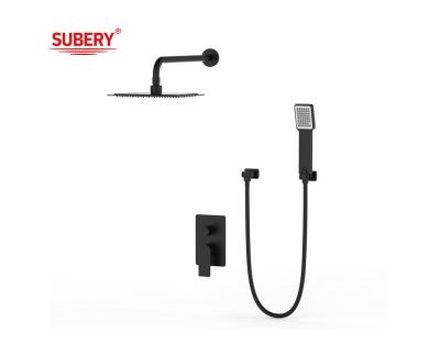 Cina Single Lever Concealed In-Wall Bath Or Shower Mixer With Diverter Rainshower Handshower Bath Matt Black Brass Tap Faucet in vendita