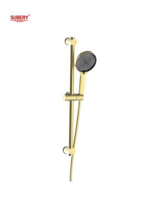 China Geborstelde gouden douche kop Verticale schuifbalk SUS304 3 Functie Te koop