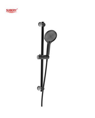 Cina Bagno Matt Nero Rotondo Classic Shower Slide Bar SUS304 3 Funzione ABS Plastic Handshower Hose in vendita