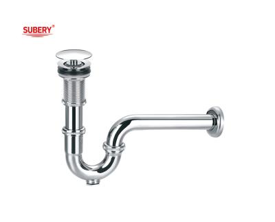 China Lavatory Basin Waste Siphon Bathroom Basin Drain For Wash Basin Chrome OEM for sale