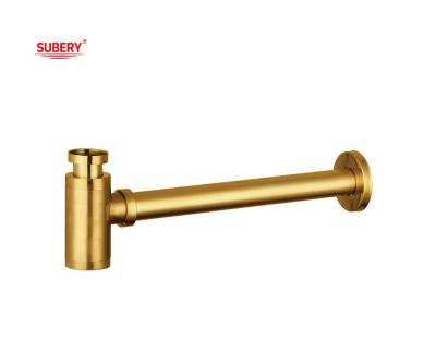 China Zinc Botella Trampa Lavabo Lavadero Bañera Drainador Sifon Baño Para Lavadero Lavadero Cepillado TI-Oro OEM en venta