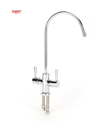 China Grifón de agua potable de la cocina de acero inoxidable 304 cepillado doble doble grifo de grifo para el purificador de agua de la cocina en venta