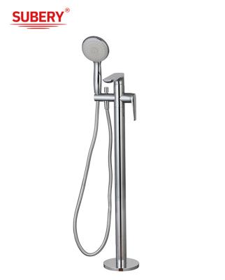 China Modern Single Lever Chrome Brass Freestanding Bathtub Faucets OEM Floor Mounted for sale