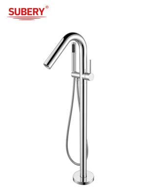 China Floor Mounted Freestanding Bathtub Faucets Rose Golden Brass Chrome for sale