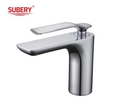 China Basin Faucets Chrome Modern Bathroom Sink Faucet Single Handle Washbasin Hot Cold Mixer Water Tap for sale