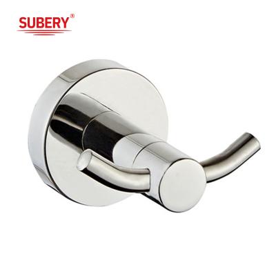 China Bathroom wall mounted all copper electroplating silver Double robe hook for sale