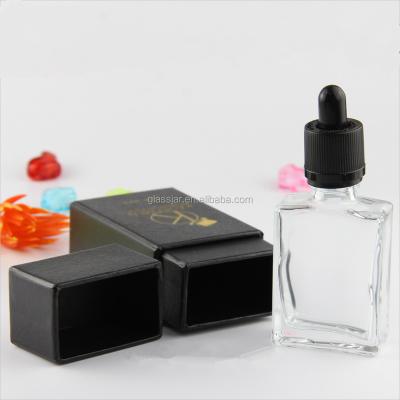 China new type 1/2 oz white rectangular glass bottle 30ml square glass dropper bottle with gift box packing zu verkaufen