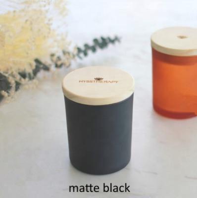 China 8oz 10oz matte black candle jars custom candle jars with bamboo lids wholesale frosted amber candle jar with lid and color box for sale