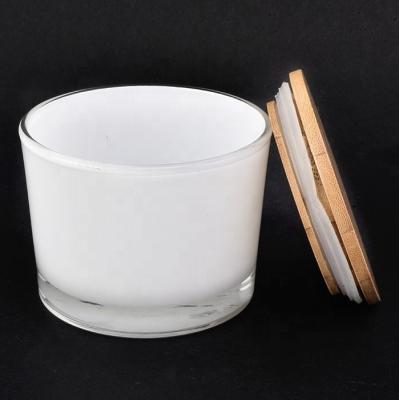 China hot sales white 4 oz candle glass jar with lid Recycled Glass Candle Jars For Soy Wax Paraffin Large Clear Cylinder Empty Candle for sale