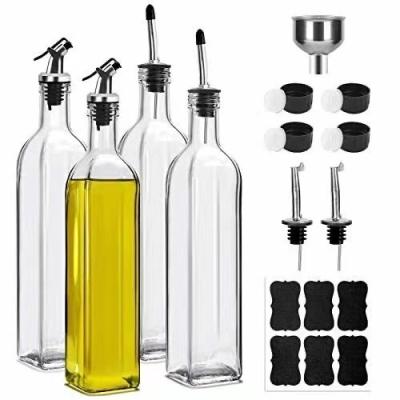 China Factory Produced Luxury Clear Square Empty Cooking Olive Oil Glass Bottle with Lid zu verkaufen