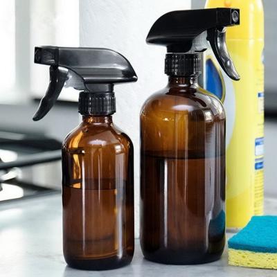 China Travel Empty Amber Glass Spray Bottle Essential Oil Cleaning Refillable Trigger Bottle Liquid Soap glass bottles 500 ml zu verkaufen