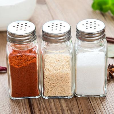 Κίνα Wholesale Salt and Pepper Containers Glass Spice Jars Set Glass Seasoning Jars With Stainless Steel Lid Labels προς πώληση