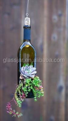 China Recycle cutting glass wine bottle planters for sale