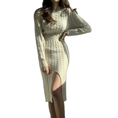 China Front And Back Design Dress Personality Sweater Breathable Hot Selling Soft Split Dress for sale