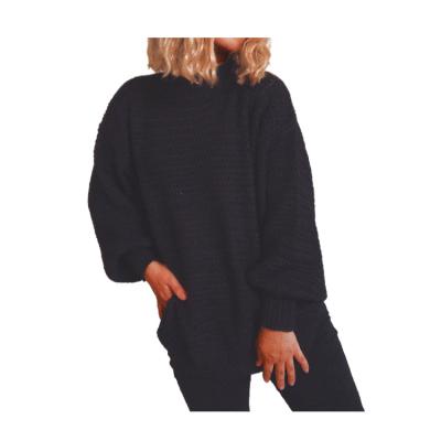 China Custom Luxury Turtle Neck Winter Apparel Knitted Slit Knit Sweater Women's Sweaters QUICK DRY for sale