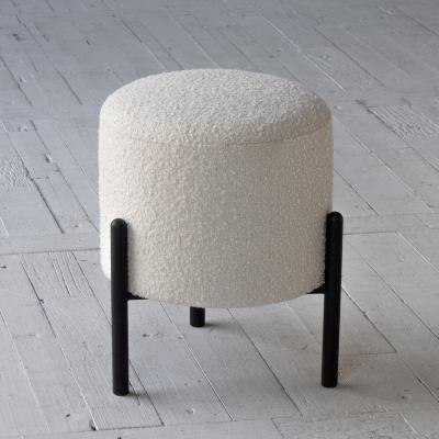 China Scandinavian Living Room Furniture White Stool Furniture Fabric Steel Round Stool Chairs Classic Stool for sale