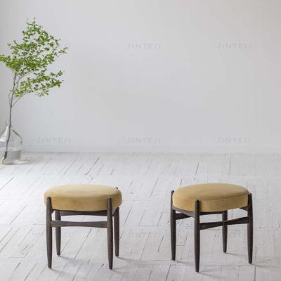 China Hot Classic Artistic Chair Mid Century Decoration Round Dressing Sneak Antique Wooden Stools Sneak Chairs for sale