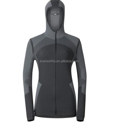 China Anti-pilling Full Zipper Workout Seamless Long Sleeve Hoodie Thermal T-Shirts for sale