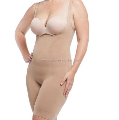 China Antibacterial Shapewear Plus Size Bust Polyamide Elastane Seamless Open Bodysuit for sale