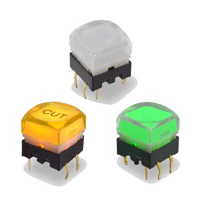 China 12mm x 12mm Panel PCB Tact Push Button Switch 6 Pin DIP W LED Momentary Touch Light TL1243 for sale