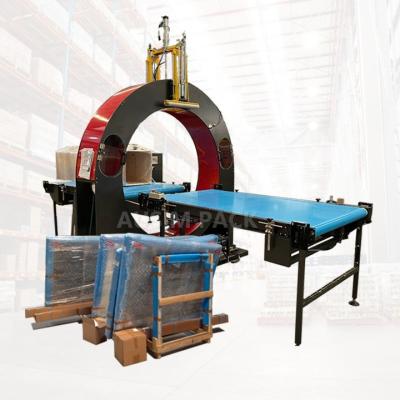 China High Efficiency Easy Operation Online Fully Automatic Orbital Horizontal Pallet Wrapping Machine Horizontal Stretch Wrapper Plastic Packaging Machine 1-50rpm for sale