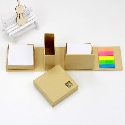 China Office Self Adhesive Sticky Organizer Office Supplies Memo Note Pads Notes and Page Marker with Pen Pencil Holder in Recycle Kraft Paper Box for sale