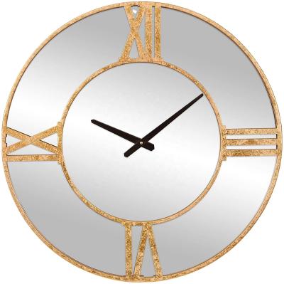 China Large Antique Style 60cm Mirror World Wall Clock With Gold Number Simple Modern Luxury Style Home Decor For Living Room Use for sale