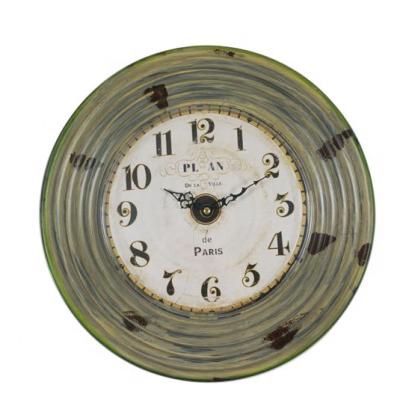 China Customized Green Antique Style Metal Wall Clock Art Quartz Decorative Clock For Home Decor for sale