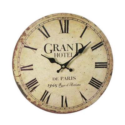 China Antique Style Promotion MDF Wall Clock Quartz For Home Decoration for sale