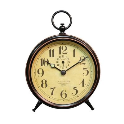 China Hot Selling Antique Brown Amazon Style Decoration Gift Retro Antique Home Desk And Table Clocks For Home Office for sale