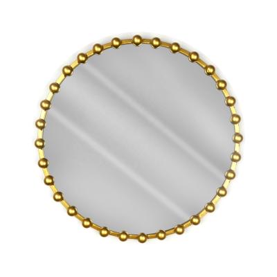 China Luxury Hotel Decorative Modern Bathroom Mirrors Decorative Antique Gold Round Wall Mirror for sale