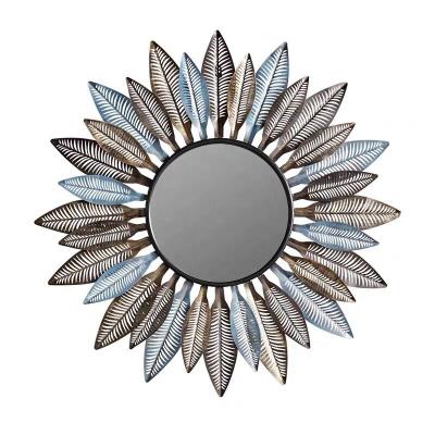 China Bathroom Mirror Dressing New Around Shape Vintage Sun Large Vintage Sun Shape Vanity Makeup Home Decor Wall Antique Decorative Mirror for sale