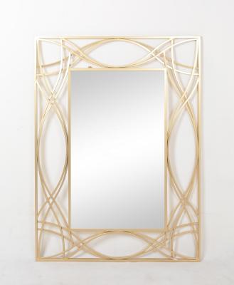 China Rectangle Decorative Luxury Creative Living Room Mirror Golden Metal Decorative Silver Wall Hanging Customized Customized Mirror for sale