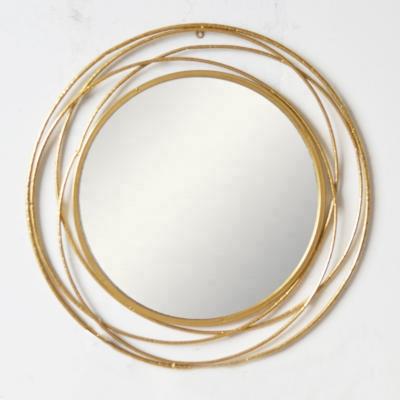 China New Design Luxury Hotel Modern Bathroom 50 Decorative Antique View 60 70 80cm Decorative Gold Metal Round Wall Mirror for sale