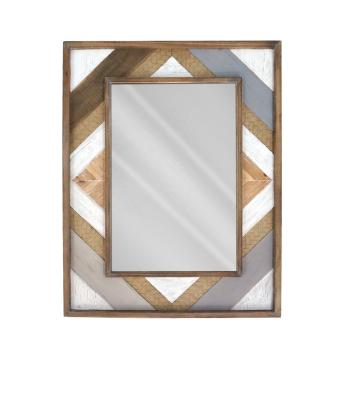 China Vintage Country Style Decorative American Wood Mirror Wall Hanging Mirror Rustic Elegant Home Decoration for sale