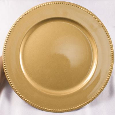 China Plastic wholesale promotion dish wedding decoration use gold serving charger cheap plastic dish for sale