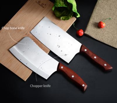 China Viable Damascus Wood Cleaver Steel Handle 2pcs Porcelain Kitchen Knife Sets for sale