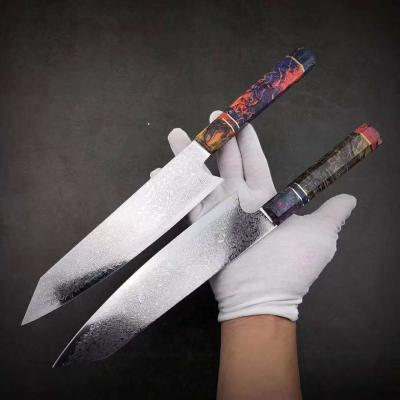 China Stable Wooden Damascus Octagonal Handle Viable 8 Inches 67 Layers VG10 Resin Handle Damascus Cleaver Sushi Knife Chef Knife for sale