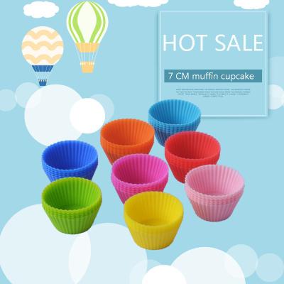 China Viable Factory Wholesale Silicone Bun Cupcake Mold 8 Colors Round 7cm Cupcake Mold Cupcake Baking Mold for sale