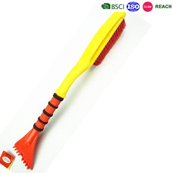 China Durable EVA Handle Scratch Free Snow Brush With Ice Scraper Yellow Color for sale