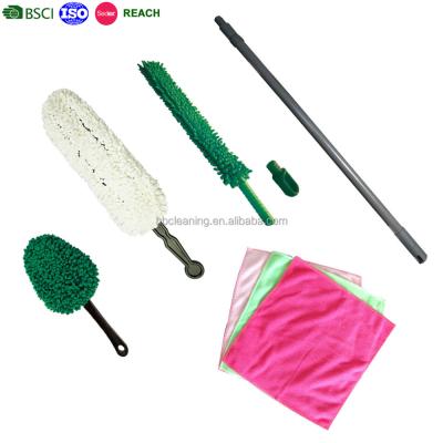 China Flexible car microfiber duster kit with telescopic pole and bendable head for sale