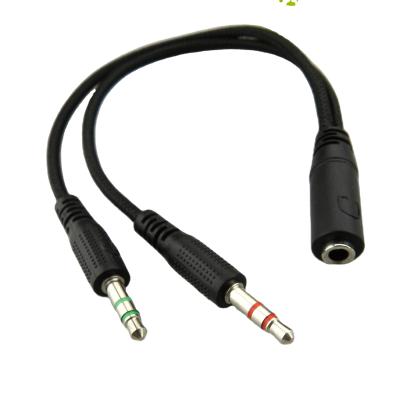 China HOME THEATER 3.5mm Y Splitter 2 Male Jack to 1 Female Earphone Mic Audio Adapter Cable for Computer Laptop for sale